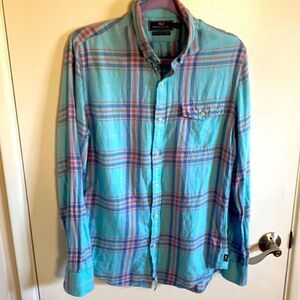 Vineyard Vine blue plaid button down-Womens size Small